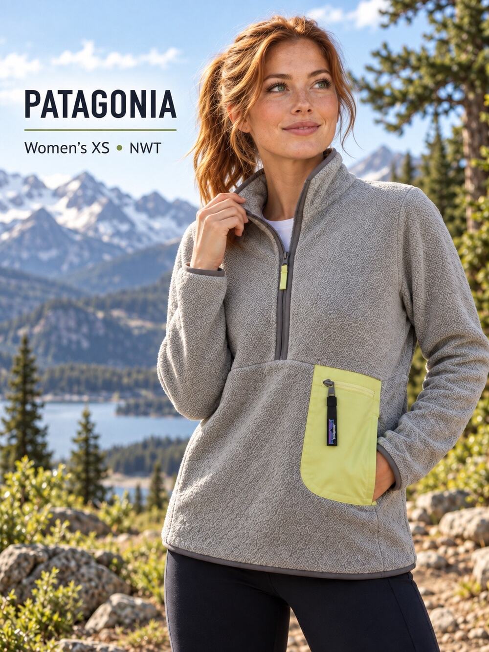 Patagonia Women’s XS 1/2 Zip Fleece Pullover NWT Gray Green Outdoor